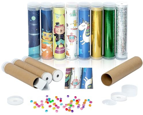 Goviox 12 Sets Kaleidoskop Bastelset, Kaleidoskop Kinder, Kaleidoskop Mitgebsel für Jungen und Mädchen, DIY Kaleidoskope für Kindergeburtstag, Neujahr, Weihnachten, Schule, Klassenzimmer, Kindergarten
