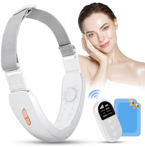 Elektrisches V-Face Shaping Massager,V Face Lifting Gerät 6 Modi EMS Facelifting Gerät Rote und Blaue Phototherapie Gesichtsmassagegerät mit Fernbedienung