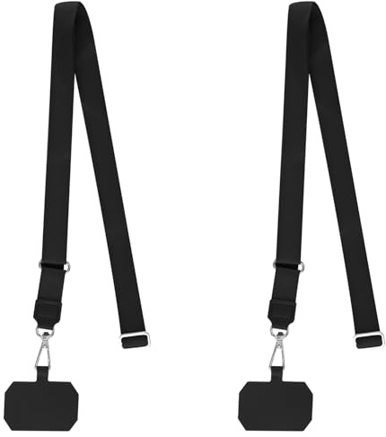 Thyonta 2PCS Adjustable Mobile Phone Lanyard with Fixed Clip Lost Neck Crossbody Flat Strap Carrier Suitable for Travelling Outdoor Office（A）
