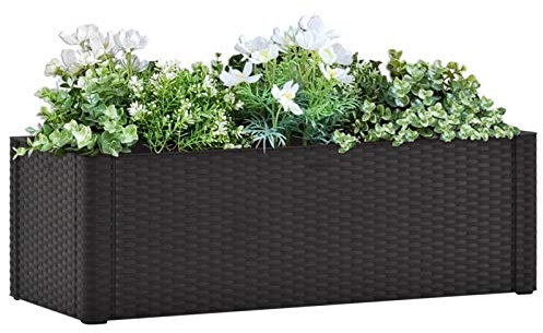 Xichuzi Garten-Hochbeet Selbstbewässerungssystem Anthrazit 100x43x33 cm, Palettenrahmen, Hochteich, Gemüsebeet, Kräuterregal Balkon, Blumenbeet, Kräuterspirale, Tomatenbeet, Pflanzhochbeet - 313961