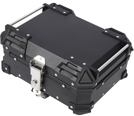 CFTGIW Motorrad-Aufbewahrungskoffer, 25 L, Motorrad-Top-Box, Aluminiumlegierung, Schnellverschluss mit Sicherheitsschloss, Universelle Hintere Top-Box für Helmgepäck (Black)
