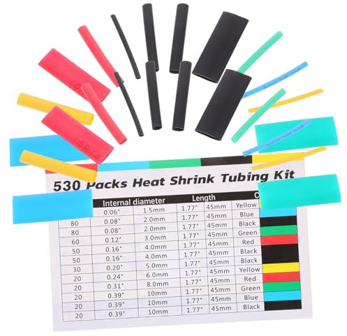 DOITOOL 530pcs Heat Shrink Tube Insulation Kit Assorted Shrinking Sleeving for Wire Hider Electrical Heat Shrink Tubing Pipe Insulation