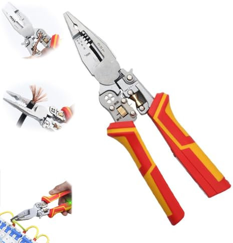 8 in1 Wire Stripper Tool, Multifunctional Electrician Pliers Wire Stripper Crimper Cable Cutter Pliers for Cutting and Pulling Wires, Cable Scissors, Electricity Measurement