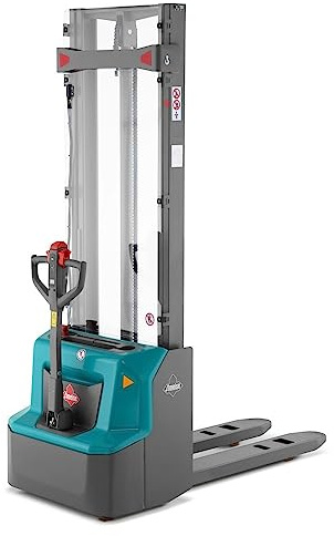 Ameise Elektro-Hochhubwagen PSE | 1.200 kg Tragkraft | 1.600 mm Hubhöhe | 1.150 mm Gabellänge | Lithium-Ionen-Batterie 24 V / 60 Ah mit Ladegerät | 2,5 h Ladezeit | Einfach-Hubgerüst | Elektro-Stapler