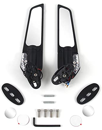 Moto Rétroviseur pivotant avec clignotant intégré pour BMW RSV4 RSV1000R, K1200S S1000R S1000RR, GSXR 600 750 1000 1300 Hayabusa GSX-S1000 Katana 750 ZX6R ZX10R ZX-4RR Miroir arrière