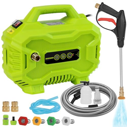DEWINNER 130Bar Hochdruckreiniger, 1200W Mini-Hochdruckreiniger, 3-Gang-Einstellung mit 4 Düsen, Eine tragbare Waschpistole für eine schnelle und einfache Reinigung, Autos und mehr