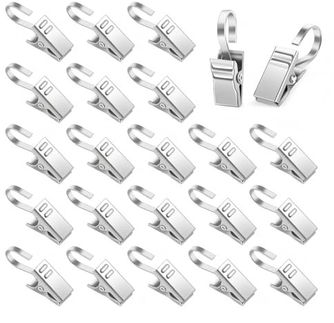 100 clip per tenda, in acciaio inox con ganci, per appendere la tenda da doccia, luci per foto e decorazioni per la casa