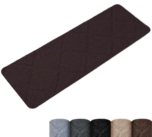 Homwiz Tapis d'Escalier Antidérapant, Lot de 15 Marchettes d'Escalier Autocollantes Intérieur, Moquette Escalier Réutilisable Découper pour Protéger Animaux, Seniors, Enfants (Marron Foncé, 55x19 cm)