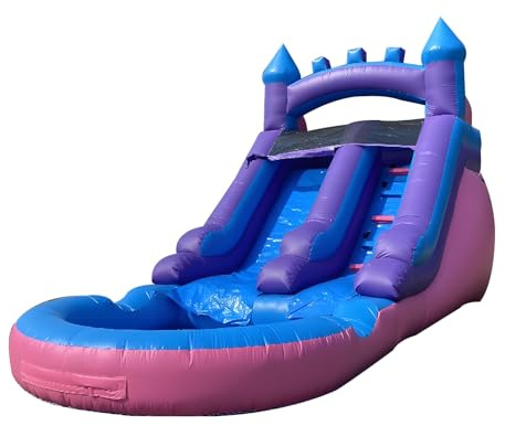 Inflatable Water Slide for Kids with 450W Blower Wet Dry Use Foldable Pool Slide, Ideal for Backyard Garden or Mall Fun Easy to Store and Set Up