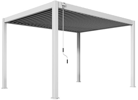 Rockford Pergola en Aluminium 4 x 3 m avec Toit à Lames orientables Pavillon autoportant Blanc