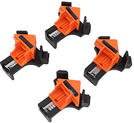 Xiuganpo 90 Degree Corner Clamp Spring Loading Right Angle Clamp/Holder for Woodworking Drilling Installation, 4 Right Angle Fixing for Cabinet Shelf Mounting