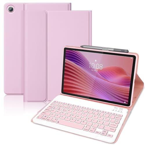 Funda con Teclado para Lenovo Tab 10.1 2025 TB-311FU TB-311XU (Rosa)