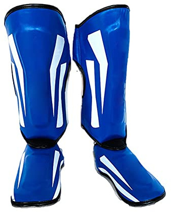 Aumotop Protezioni per le Gambe da Kickboxing Protezioni per Tibie Durevoli Attrezzature da Sparring Allenamento MMA, i Piedi delle Gambe in Pelle PU Arti Marziali, M/L (M)