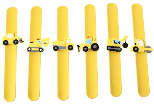 SOPOTUTU Klatscharmbänder Niedliches Cartoon Baumaschinen Design für Kinder 6 Stück-pack aus Silikon Runde Kanten Sicher und Handschonend Spielzeug für Kinder