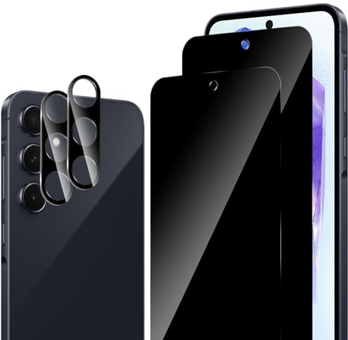 ELYCO Sichtschutz Schutzfolie für Samsung Galaxy A55 5G für Panzerglas, 2 Stück Sichtschutzfolie + 2 Kameraschutz, Anti-Spy Panzer Schutz Glas, 9H Härte Privacy Displayschutz, Kratzfest