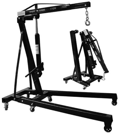 Heavy Duty Folding Hydraulic Engine Hoist Crane with 6 Wheels for Car Repair and Workshop Use, 4409 LBS Capacity