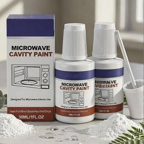 Microwave Interior Cavity Paint, 2PCS Microwave Oven Cavity Paint, White Appliance Repair Paints, High Gloss Microwaves Coating, for Refrigerator, Washer, Dryer, Dishwasher