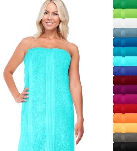 Lashuma Saunahandtuch 70x200 cm, Linz XXL Sauna Liegetuch Türkis | 550 g/m² Frottee aus 100% Baumwolle, saugstarkes Badetuch - Handtuch XXL für Damen und Herren in Sauna, Bad und Wellness