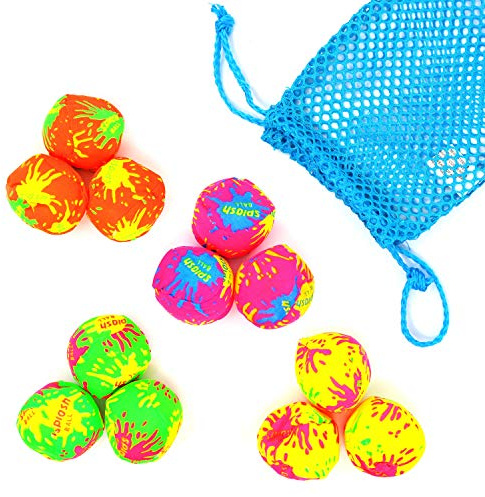 Big Mo's Toys Splash Balls - Neon Drawstring Mesh Bag and Cool Water Balls for Pool - 12 Pack Set