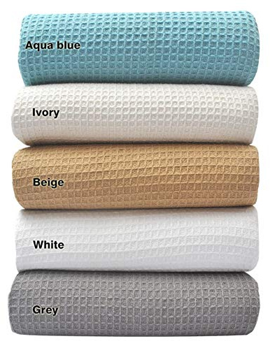 Tex Trend 100% Cotton Blankets Queen Size – Waffle Weave Versatile Cotton Blanket – Breathable and Soft for Spring Summer – Gift for Women, White, 90x90 Inches