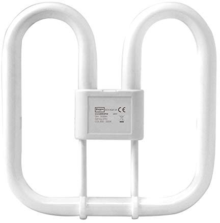 Crompton Lamps CFL 2D 28W GR10q Dimmable 3500K White Frosted 2050lm 4-Pin Energy Saving DD Compact Fluorescent CC Slim Opal Light Bulb