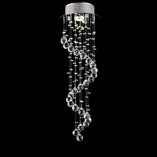 TRADE® Plafonniers Moderne Lustre LED Boule de Spirale Goutte de Pluie K9 Cristal Éclairage Suspendu Luminaire pour Un Hôtel Couloir Entrée Décor D7.9 Pouces * H25.2 Pouces
