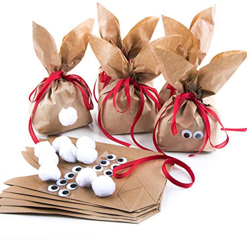 Logbuch-Verlag 20 Osternest Tüten Osterhase Papiertüte mit Ohren Verpackung für Ostergeschenke aus Kraftpapier