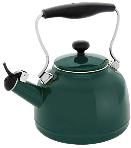 Chantal Bouilloire sifflante en émail sur acier - Série vintage - Vert Brunswick