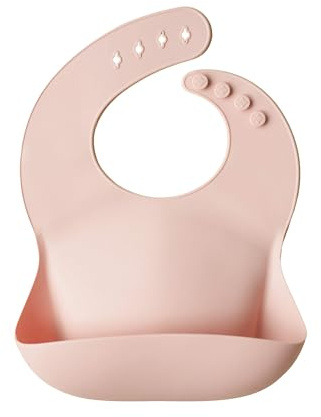 mushie Bavoir Bébé en Silicone | Bavoirs Imperméables Réglables | Bavoirs Faciles à Essuyer | 4 Tailles Réglables Avec Poches Avant Profondes | 100% Sans BPA et Phtalate | Blush