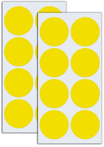 240 Stück, 50mm Klebepunkte Gelb, Große Gelbe Punkte Aufkleber Sticker | Markierungspunkte Selbstklebend