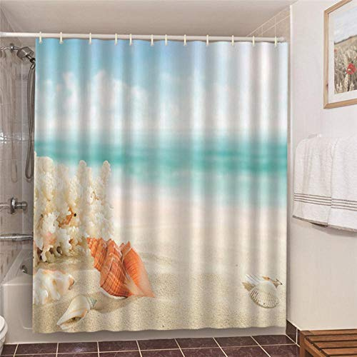 BTKNOO Polyester Waterproof Shower Curtains Beach Hammock Palm Tree Seaside Scenery Bathroom Decoration Bath Curtains douchegordijn 3d,YL242,180 * 180cm
