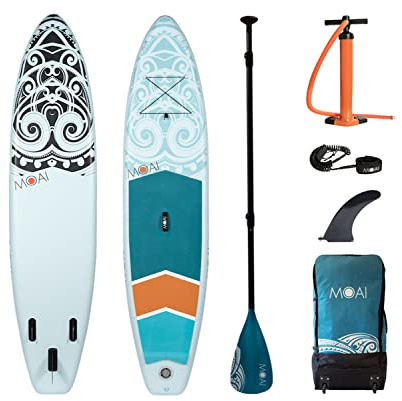 MOAI 11' Stand Up Paddle Board Inflatable SUP Board, 335 x 76 x 15 cm, Complete Package