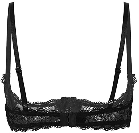 MSemis Reggiseno Donna con Ferretto Push up in Pelle Wetlook Bustier Reggiseno Aperto Davanti Sexy Hot per Sesso Bra Top con Cintura Rivetto Bralette Biancheria di Cuoio Nero B M
