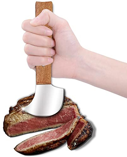 Fstcrt Cuchillo basculante, equipo adaptativo una mano y Ulu curvo para cortar en lata y cuenco, ideal para uso con una mano en casos de temblores, artritis, personas mayores o dueños de mascotas