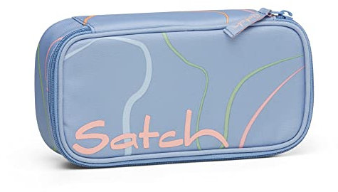 satch Schlamperbox Federmäppchen extra groß inkl. Trennfach Reißverschlussfach Geodreieck Vivid Blue - Hellblau