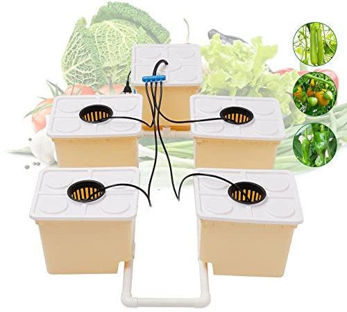 SHZICMY Hydroponic Grow System Indoor, Hydroponisches Anzuchtsystem Erdlose Anbau Hydroponische Hydroponic Grow System Kit, 5 Tassen Foggy Cloud Bucket Setzling Set 11L