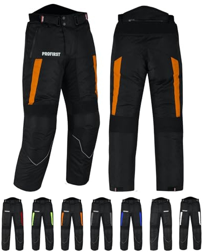 PROFIRST Motorbike Trouser for Men Motorcycle Waterproof Trouser Protective Pants for Men (M Waist 32, Orange)