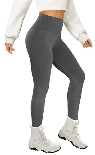 AMIYOYO Thermo Leggings Damen High Waist Mit Fleece | Gefütterte Thermoleggins, Blickdicht Strumpfhose, Warm Kuschelig Elastisch Sport Leggins für Winter