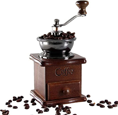 SHRIGM Moulin à café Manuel - mouture café Manuel rétro,Moulin à café en Bois avec manivelle pour Faire du café en Maille, décoration pour la Maison, Le Bureau, Le café, l'hôtel