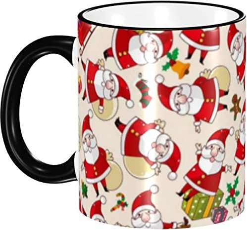 DENSUL 330 ml Keramiktasse Weihnachten Weihnachtsmann Weihnachtsbecher Große Kaffeetasse Teetasse Geeignet für Küche Restaurant Büro