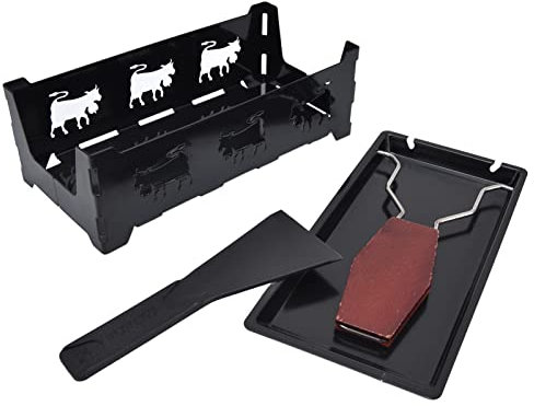 OUKENS Mini Cheese Raclette Grill, Portable Foldable Non-Stick Raclette Grill Candlelight Cheese Melter Pan with Black Handle Rectangular Bakeware Cheese Baking Tool