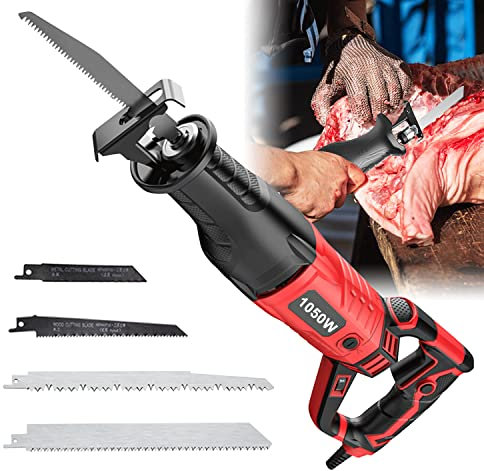 Sierra Eléctrica para Huesos de Carnicero Profesional, Máquina de Sierra de Hueso para Carne Velocidad Variable, Sierra de Sable para Cortar Carne y Huesos (1050W, Red)