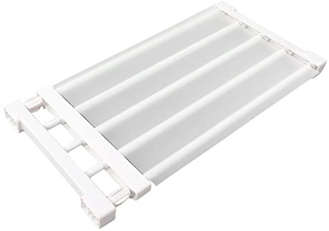 Septpenta Expandable Closet Tension Shelf Rod, Adjustable Metal Nail Free Storage Rack Cabinet Organizer for Cabinet Wardrobe Cupboard Kitchen Bathroom, White, Width 24cm/9.4in(50-80cm)