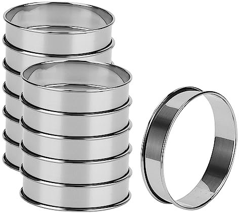 JAPCHET 12 PCS 4inch/10cm Crumpet Rings, Mousse Cake Muffin Rings for Kitchen Backing