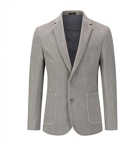Allthemen Blazer da Uomo Monopetto a Quadri con Due Bottoni Blazer da Abito di Lana Slim Fit Casual da Lavoro #001 caffè XL