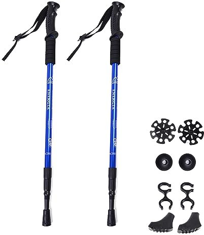 ThreeH 2 Pack Wanderstöcke Wanderstock Leichte verstellbare Trekkingstöcke Aluminiumlegierung Kletterstöcke Blau