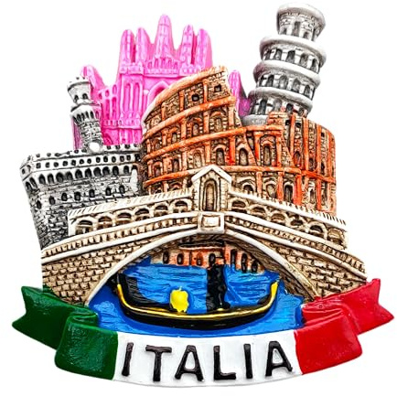 3D-Kühlschrankmagnet Vintage Stadt Venedig Rom Mailand Florenz Flagge Italien Kühlschrankmagnet Dekoration für Magnettafel, Haus und Küche, Büro