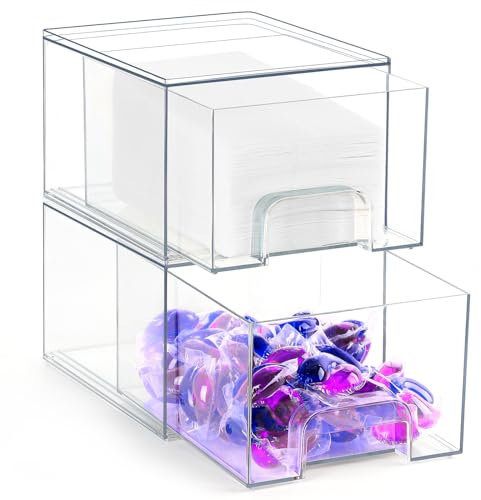 Tokokimo 2 unidades de almacenamiento de detergente, bolas de secado, organizador de hojas de secado, organizador de cajones para fácil acceso, mantiene las cápsulas de detergente, hojas de detergente