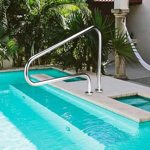 YCOVSFP Barandilla De Piscina Fácil De Instalar, Barandilla De Escalera De Piscina De Acero Inoxidable 304: Kit Completo For Piscinas Enterradas con Base De Instalación Rápida (Size : Thick 1.2 mm)