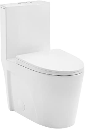 St. Tropez One-Piece 14 Rough-in 1.1/1.6 GPF Dual Top Flush Elongated Toilet in Glossy White